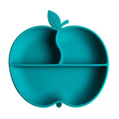 Apple Shape Suction Feeding Children Training Eating Silicone Baby Plate